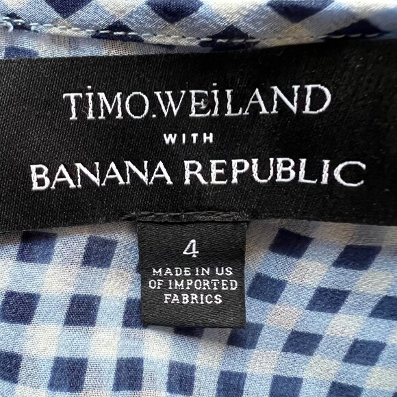 Timo Weiland X Banana Republic Size 4 Blue Gingham Plaid Silk Sleeveless Dress - Picture 7 of 14